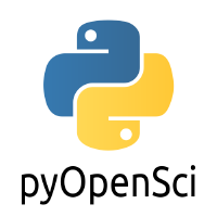 pyOpenSci Governance documentation. The pyOpenSci logo is blue and yellow following the Python logo